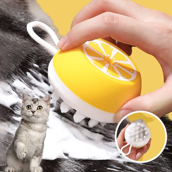 2-in-1 Pet Bath Brush and Massage Comb: Soft Silicone Grooming Tool